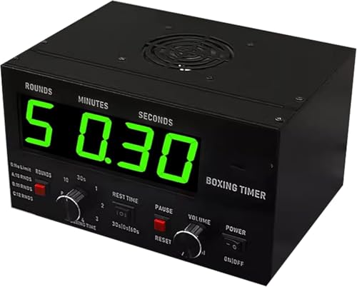 Adjustable LED Boxing Interval Timer - 1-12 Rounds, Customizable Buzzer, 30 Sec to 10 Min Workouts, 0/30/60 Sec Rest - Perfect for Fitness Training & Boxing - color: Green