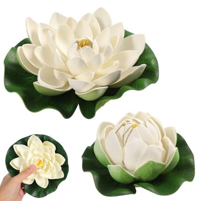 Healifty Artificial Floating Foam Lotus, Simulation Water Plants Ornament Lily Pad for Patio Pond Pool Aquarium Decor 6pcs