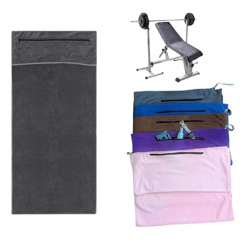 Angelica & Co Microfiber Fast Drying Gym Towel with Phone Pocket, Zipper, Fitness, Pilates, Yoga Mat Cover, Bench Cover, Camping - Purple L - color: Purple
