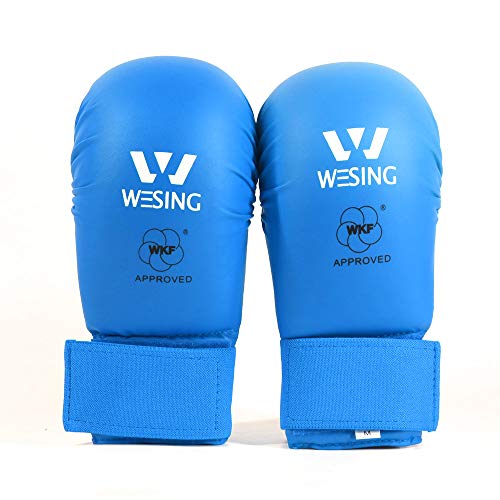 WESING Karate shin and Instep Guard Karate Gloves Approved by WKF - color: blue, size: Large