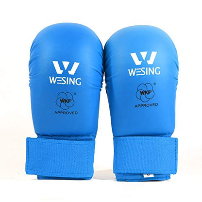 WESING Karate shin and Instep Guard Karate Gloves Approved by WKF - color: blue, size: Large