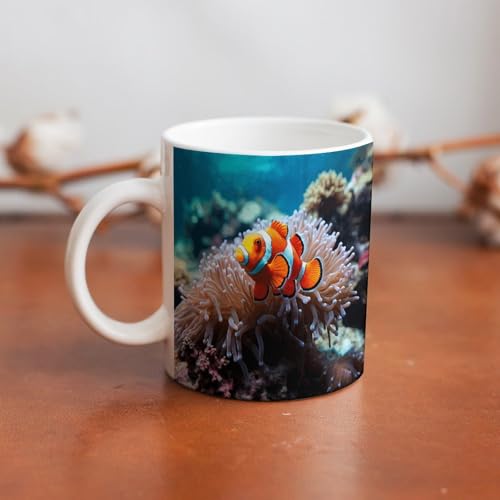 Changing Magic Coffee Mug Heat Sensitive Porcelain Tea Cup Morphing Mugs Clown Fish Printed Color Changing Coffee Mug Heat Activated