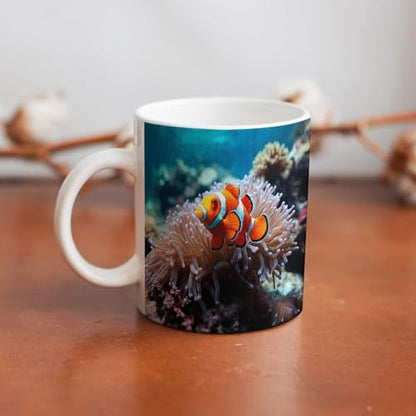 Changing Magic Coffee Mug Heat Sensitive Porcelain Tea Cup Morphing Mugs Clown Fish Printed Color Changing Coffee Mug Heat Activated