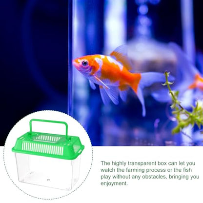 Balacoo Small Plastic Fish Bowl - Mini Fish Tank Plastic Handheld Fish Tank for Turtle and Pet Fish (Green - Lid for Random)