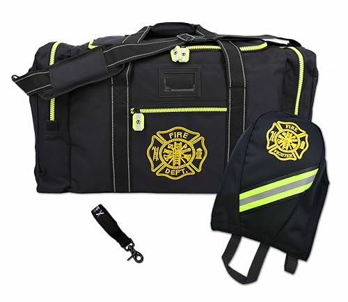Lightning X Firefighter Turnout Gear Package - Gear Bag, SCBA Mask Bag, Fire Glove Strap, Shoulder Strap - color: Black