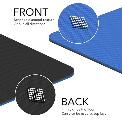 Large Workout Mat - 10mm Extra Thick Exercise Mat & Wide Yoga Mat, 72"x32" - color: Blue - Printed