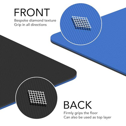 Large Workout Mat - 10mm Extra Thick Exercise Mat & Wide Yoga Mat, 72"x32" - color: Blue - Printed