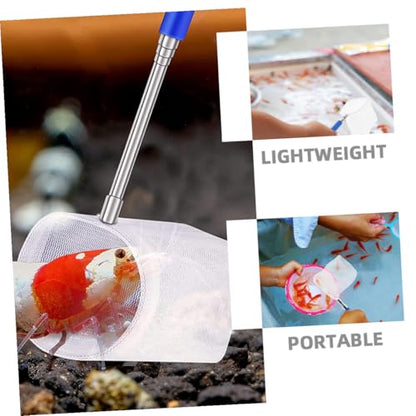 Cabilock 2pcs Mini Telescopic Shrimp Net with Extendable Handle, Fine Mesh Aquarium Fish Tank Net for Small Tanks, Lightweight Stainless Steel Frame for Betta and Shrimp Care