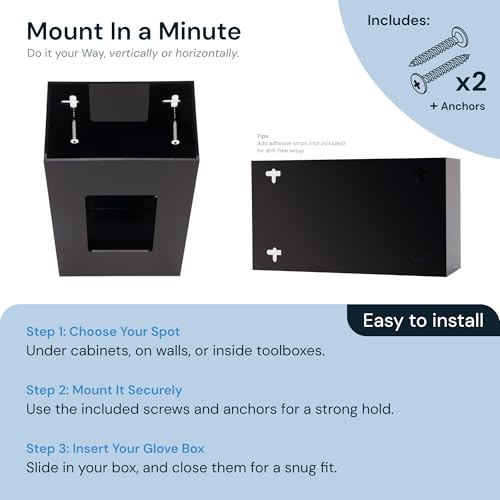SimplyImagine Black Glove Box Holder - Acrylic Wall Mount Dispenser