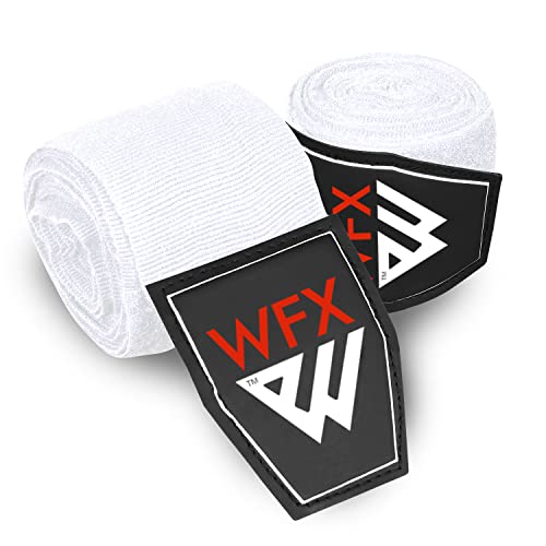 WFX Boxing Hand Wraps 3.5 4.5 Meter Martial Arts Bandages Inner Gloves Wrist Support Straps Punching Under Hand Knuckles Heavy Elasticated Training Bag Mitts Muay Thai - color: White, size: 4.5 M