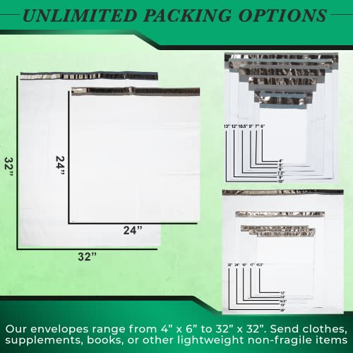 50 Pack Secure Seal White Poly Mailers Shipping Bags - Safe Shipping with 24x24 Mailers Poly Bags - E-Commerce Poly Bags for Shipping - Self Sealing 2 Mil Poly Shipping Envelopes - size: 24" x 24" (50 Pack)
