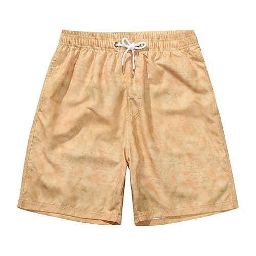 Ctreela Men's Funny Dog 3D Graphic Yellow Loose Fit Summer Beach Shorts - color: Khaki, size: X-Large
