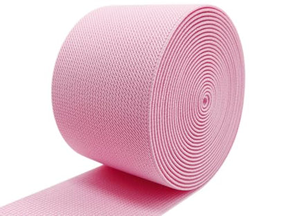 Pink Blue Wide Knit Elastic Band 3" x 5yd for Sewing - color: Pink
