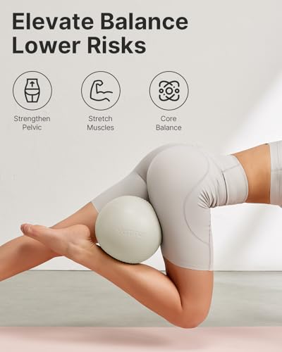 YOTTOY Small Exercise Ball，9-inch Extra-Thick Pilates Ball with Anti-Burst Technology for Stability, Ideal for Yoga, Pilates, Physical Therapy & Home Workouts - color: White