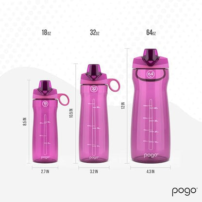 Pogo 64oz Plastic Water Bottle with Chug Lid and Carry Loop, Fuchsia - color: Fuchsia, size: 64 Ounces