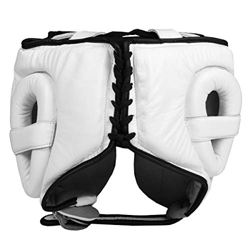 TITLE Boxing Leather Sparring Headgear - MMA & Muay Thai Protection - color: White, size: Large