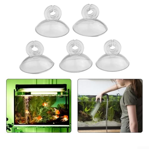 Aquarium Fish Tank Suction Cups Holder Set 10pcs Clear Plastic Suckers Clips Pads for Air Line Pump Tube, 2.5cm Diameter Suction Cup with 5mm Clip