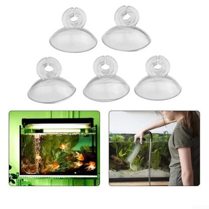 Aquarium Fish Tank Suction Cups Holder Set 10pcs Clear Plastic Suckers Clips Pads for Air Line Pump Tube, 2.5cm Diameter Suction Cup with 5mm Clip