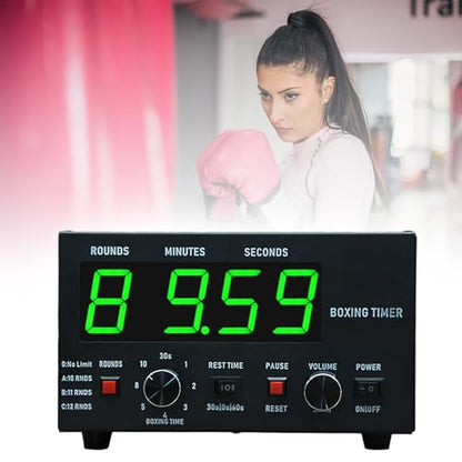 Boxing Interval Timer,Professional Gym Timer,Portable Boxing Training Timer,with Beep/LED Display,for Muay Thai/MMA (Green) - color: Green