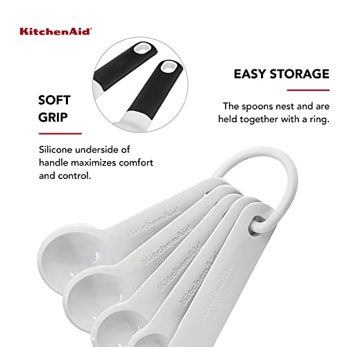 KitchenAid Plastic Measuring Spoons, Set Of 5, White - color: White