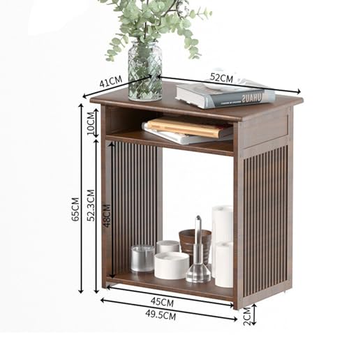 Sweeper Organizer Living Room Sofa Side Sweeper Robot Shelf Water Dispenser Rack Purifier Storage Cabinet Fish Tank Shelf(Walnut,S)