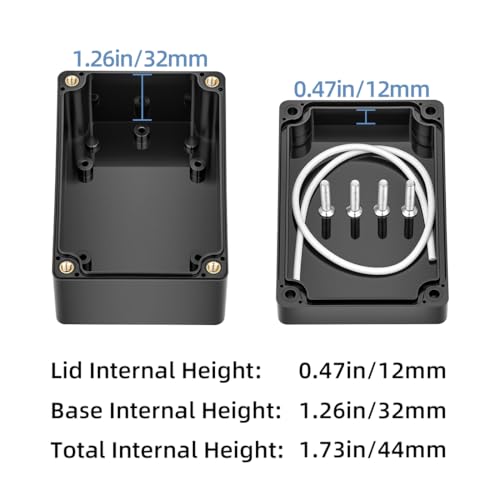 Project Box ABS Plastic IP66 Waterproof Dustproof DIY Junction Box Black 3.94 x 2.68 x 1.97 inch (100 x 68 x 50mm)(Pack of 2)