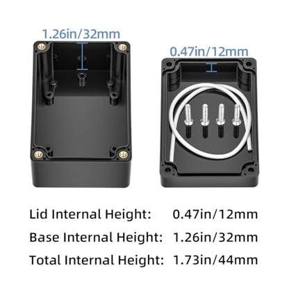 Project Box ABS Plastic IP66 Waterproof Dustproof DIY Junction Box Black 3.94 x 2.68 x 1.97 inch (100 x 68 x 50mm)(Pack of 2)