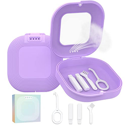 HEMILAB® Retainer Case, Slim Aligner Case with Vent Holes, Compatible with Invisalign, Mouth Guard Box with Retainer Removal Tool, Purple