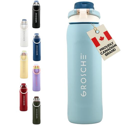 GROSCHE Kamloops Triple-Wall Bottle with Chug Lid, Ocean Drift, 24 oz - color: Ocean Drift