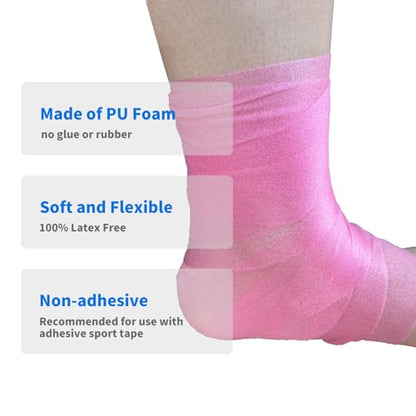 ADMITRY Pre Wrap Tape Athletic,3 Rolls X 22 Yards Pink Prewrap - color: Pre Wrap Athletic Tape Pink(foam)-3 Rolls