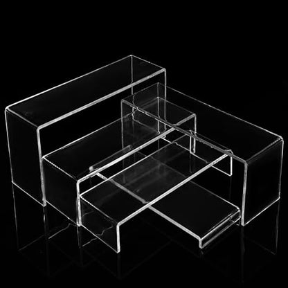 10 Pack Acrylic Display Risers, 2 Set(7”L~8”L~9”L) Perfume Stand Organizer, Easy to Store Clear Cupcake Stand, Display Risers for Retail Stores Special Events Exhibitions Home Decoration