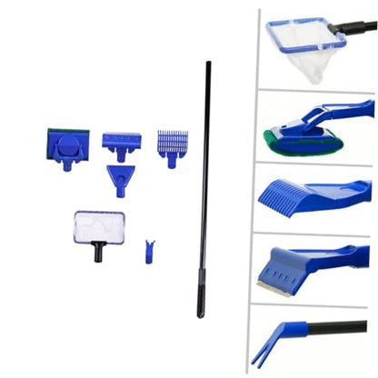 Happyyami Five One Fish Tank Cleaning Kit Handle Detachable Brushes Safe for Essential Aquarium Maintenance Tools in