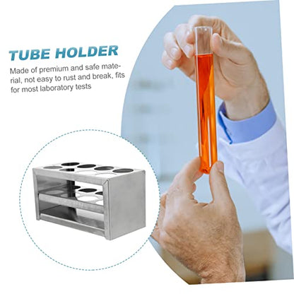 PRETYZOOM 1pc Stainless Steel Test Tube Rack Practical Organizer for Laboratory Classroom and Home Use Lightweight Holder for Test Tubes Lipsticks