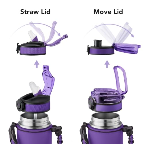 GOSWAG 24oz Insulated Stainless Steel Travel Water Bottle, 2 Lids - color: Purple Night Ombré