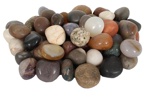 2 Pounds Decorative Stones, Rocks, Natural Polished Smooth Surfaces for Aquarium, Vases, Flower Bed and Landscaping Mixed Agate (Realistic) - color: Realistic