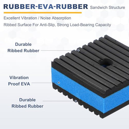HARFINGTON 12Pcs Rubber Anti-Vibration Pads 2" x 2" x 7/8" Heavy Duty EVA Vibration Isolation Pads Mats with Pre-Drill Hole for HVAC Washers Compressors Treadmills Air Conditioner
