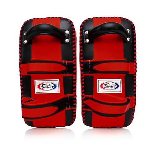 Fairtex Curved Muay Thai Pads, Kickboxing Punching Kicking Striking Shield - color: Black/Red, size: Extra Thick