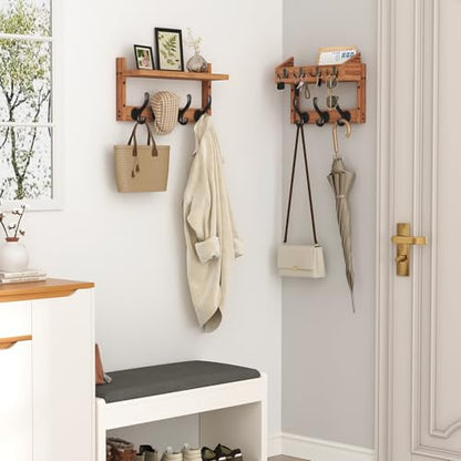 Evermagin 29" Coat Rack Wall Mount with Shelf & 11 Hooks, Entryway, Brown - color: Brown, size: 29 inch