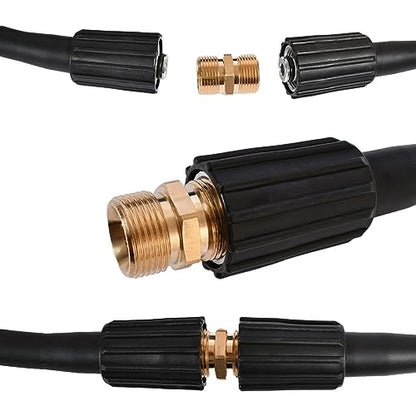 25FT High Pressure Washer Extension Hose 1/4" inch M22-14mm/15mm Fittings Kink Resistant Power Washer Replacement Hose For Most Brand 5800PSI