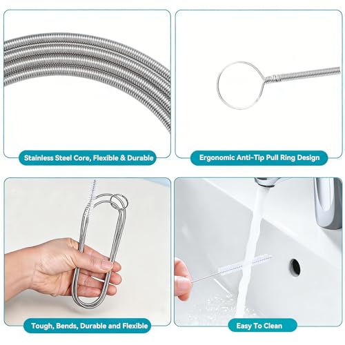 2 Pack 80 Inch Flexible Drain Brush, Sunroof Drain Cleaning Tool for Ice Maker, Refrigerator & AC Drain Line - style: 80 IN