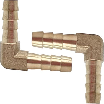 2PCS Brass 1/4" x 1/4" Hose Barb Fitting Barbed 90 Degree Elbow Connector L Right Angle Barbed Fitting by CX WONDERLAND - size: 1/4" Hose Barb