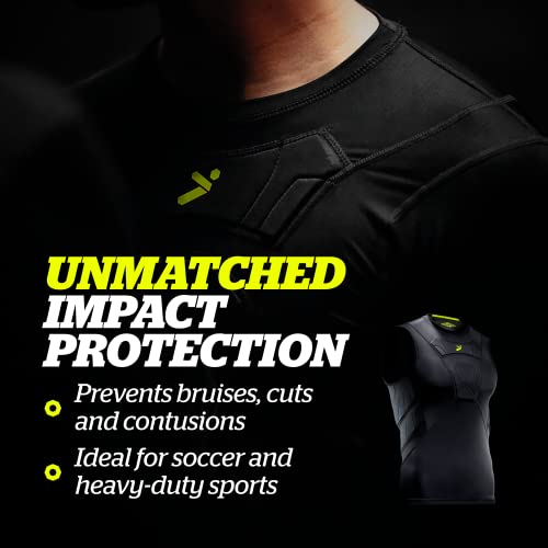 Storelli BodyShield Sleeveless Undershirt, Protective Soccer Base Layer, Lightweight Compression Top with Padded Chest - color: Black, size: Large