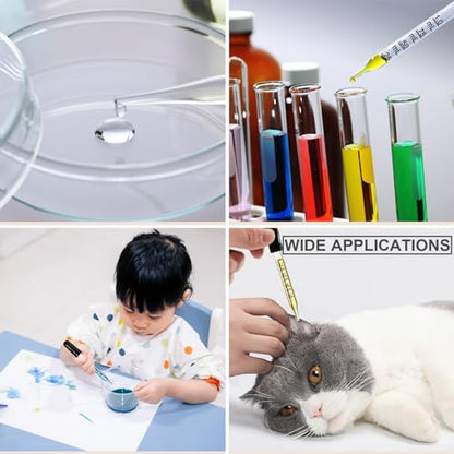 10 Pcs Eye Dropper with Durable Rubber Head, 1ml Glass Dropper, Liquid Droppers for Oils, Eye Droppers for Medicine, Precise Pipette Droppers for crafts, Essential Oil, Food