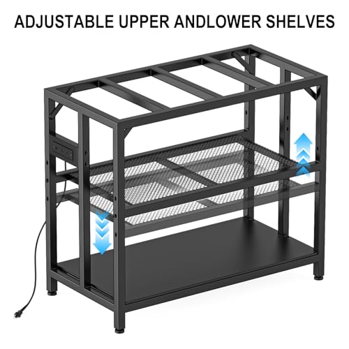 40 Gallon Fish Tank Stand with Power Outlets and Adjustable Shelf, 660LBS Capacity Metal Aquarium Stand for Turtle Tank, Reptile Terrarium and Breeder Tank, Suitable for Home Office, Black - color: Black