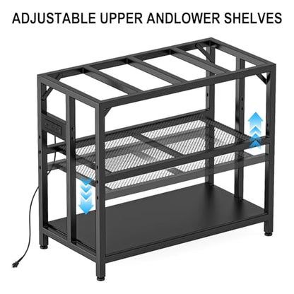 40 Gallon Fish Tank Stand with Power Outlets and Adjustable Shelf, 660LBS Capacity Metal Aquarium Stand for Turtle Tank, Reptile Terrarium and Breeder Tank, Suitable for Home Office, Black - color: Black