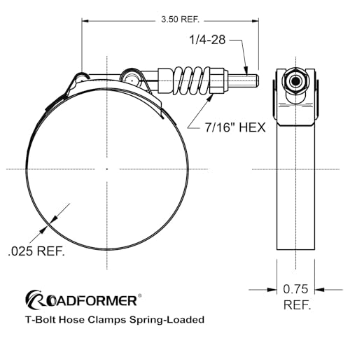 2.25" Heavy Duty T Bolt Hose Clamp Stainless Steel - Working Range 61-69mm for 2.25" I.D. Hose with 3mm - 6mm Wall Thickness, Auto-adjusting keeps Constant Tension (61mm - 69mm, 2 Pack) - size: 2.25" Hose Clamp 61mm - 69mm (2.40" - 2.72")