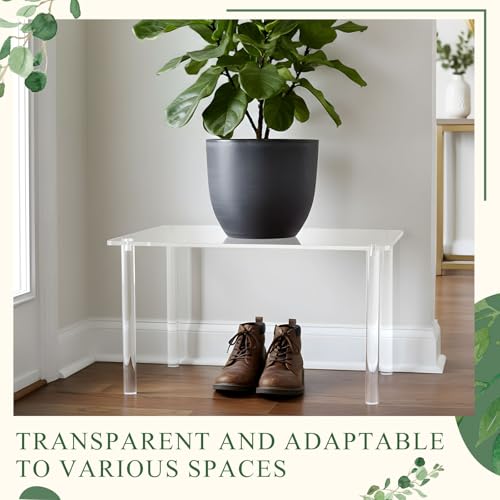 3 Pcs 16, 15, 14 Inch Acrylic Risers Display Stands Rectangular 4-leg Acrylic Plant Stand, 6mm Thick Clear Shelf Riser Display Stands for Decor Collectibles Figures and Item Photography - size: 16×10×8 In，15×9×7 In， 14×8×6 in
