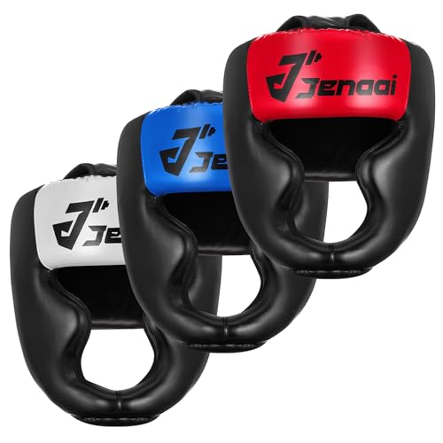 Jenaai 3 Pack Boxing Headgear for MMA, Kickboxing Muay Thai Sparring - color: Black