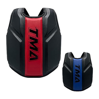 TMA Boxing Body Protector, MMA Kickboxing Muay Thai Boxing Chest Guard, Martial Arts Upper Body Ribs Protection Pad Chest Protector Heavy Hitter Boxing Body Protector Body Sparring - color: Black/Red