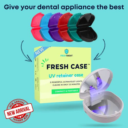 FRESH KNIGHT UVC Retainer Cleaner & Denture Cleaner - UV Retainer Case - Ideal for Invisalign & Mouth Guards - White UV Retainer Container - Convenient Travel Size - color: White UV